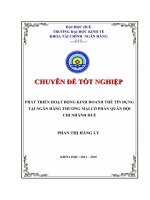 Phát triển hoạt động kinh doanh thẻ tín dụng tại ngân hàng thương mại cổ phần quân đội chi nhánh huế 