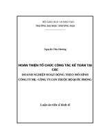Hoàn thiện tổ chức công tác kế toán tại các doanh nghiệp hoạt động theo mô hình công ty mẹ - công ty con thuộc Bộ Quốc Phòng