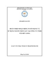 Hoàn thiện hoạt động tuyển dụng và sử dụng nguồn nhân lực tại công ty TNHH tân bửu long