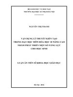 Vận dụng lí thuyết kiến tạo trong dạy học môn Hóa học 10 nâng cao nhằm phát triển một số năng lực cho học sinh