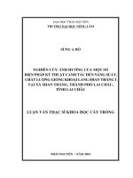 Nghiên cứu ảnh hưởng của một số biện pháp kỹ thuật canh tác đến năng suất, chất lượng giống khoai lang shan thàng i tại xã shan thàng, thành phố lai châu, tỉnh lai châu