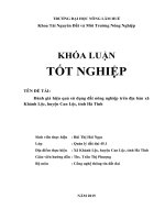Đánh giá hiệu quả sử dụng đất nông nghiệp trên địa bàn xã khánh lộc, huyện can lộc, tỉnh hà tĩnh 