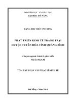 PHÁT TRIỂN KINH TẾ TRANG TRẠI HUYỆN TUYÊN HÓA TỈNH QUẢNG BÌNH