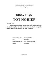 Đánh giá khả năng sinh trưởng, phát triển và cho năng suất của tập đoàn giống lúa nhập nội kháng bệnh bạc lá trong điều kiện vụ đông xuân 2014 2015 tại thừa thiên huế 