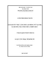 GIẢI QUYẾT VIỆC làm CHO LAO ĐỘNG nữ tại THỊ xã HƯƠNG TRÀ TỈNH THỪA THIÊN HUẾ 