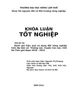 Đánh giá hiệu quả sử dụng đất nông nghiệp trên địa bàn xã  trường lộc, huyện can lộc, tỉnh hà tĩnh giai đoạn 2010   2014 
