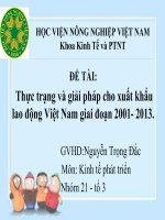Thực trạng và giải pháp cho xuất khẩu lao động Việt Nam giai đoạn 2001- 2013