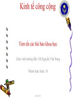 Kinh tế công cộng Tóm tắt bài báo Những mặt tích cực và hạn chế của chính sách miễn thủy lợi phí và miễn thuế nông nghiệp