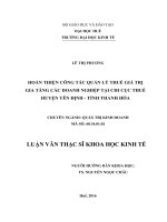 HOÀN THIỆN CÔNG tác QUẢN lý THUẾ GIÁ TRỊ GIA TĂNG các DOANH NGHIỆP tại CHI cục THUẾ HUYỆN yên ĐỊNH   TỈNH THANH hóa 