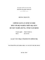 CHÍNH SÁCH AN SINH XÃ HỘI  ĐỐI VỚI HỘ NGHÈO TRÊN ĐỊA BÀN  HUYỆN NGHĨA HƯNG, TỈNH NAM ĐỊNH