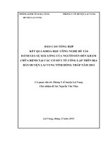 ĐÁNH GIÁ SỰ HÀI LÒNG CỦA NGƯỜI DÂN ĐẾN KHÁM CHỮA BỆNH TẠI CÁC CƠ SỞ Y TẾ CÔNG LẬP TRÊN ĐỊA BÀN HUYỆN LAI VUNG TỈNH ĐỒNG THÁP NĂM 2014