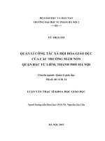 QUẢN LÍ CÔNG TÁC XÃ HỘI HÓA GIÁO DỤC CỦA CÁC TRƯỜNG MẦM NON QUẬN BẮC TỪ LIÊM, THÀNH PHỐ HÀ NỘI