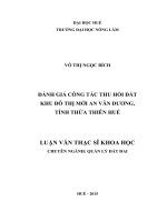 Đánh giá thực trạng công tác thu hồi đất khu quy hoạch đô thị mới an vân dương, tỉnh thừa thiên huế 