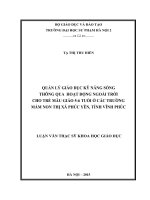 Quản lý giáo dục kỹ năng sống thông qua hoạt động ngoài trời cho trẻ mẫu giáo 5  6 tuổi ở các trường mầm non thị xã phúc yên, tỉnh vĩnh phúc
