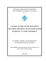 A STUDY ON THE USE OF SITCOMS IN TEACHING SPEAKING TO ENGLISH MAJOR STUDENTS AT VINH UNIVERSITY 