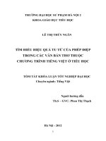 Tóm tắt tìm hiểu hiệu quả tu từ của phép điệp trong các văn bản thơ thuộc chương trình tiếng việt ở tiểu học 