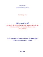 ĐÁNH GIÁ tác ĐỘNG của VIỆC THU hôi đất đến các hộ NUÔI TRỒNG THỦY sản tại THỊ xã SÔNG cầu, TỈNH PHÚ yên 