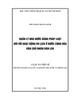 Luận án tiến sĩ quản lý nhà nước bằng pháp luật đối với hoạt động du lịch ở nước cộng hòa dân chủ nhân dân lào