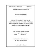 Công tác quản lý nhà nước về tuyên truyền phổ biến giáo dục pháp luật đối với thanh thiếu niên trên địa bàn thành phố huế 