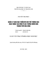 QUẢN LÝ GIÁO DỤC THẨM MĨ CHO TRẺ THÔNG QUA  HOẠT ĐỘNG TẠO HÌNH Ở CÁC TRƯỜNG MẦM NON  THÀNH PHỐ HÒA BÌNH