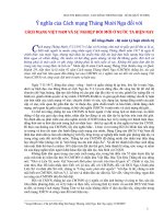 Ý NGHĨA CỦA CÁCH MẠNG THÁNG MƯỜI NGA ĐỐI VỚI  CÁCH MẠNG VIỆT NAM VÀ SỰ NGHIỆP ĐỔI MỚI Ở NƯỚC TA HIỆN NAY