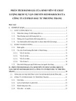 LUẬN VĂN BÁO CÁO ĐỀ TÀI "PHÂN TÍCH ĐÁNH GIÁ CỦA SINH VIÊN VỀ CHẤT LƯỢNG DỊCH VỤ VẬN CHUYỂN HÀNH KHÁCH CỦA CÔNG TY CỔ PHẦN ĐẦU TƯ PHƯƠNG TRANG"