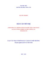 ẢNH HƯỞNG của CHÍNH SÁCH đất ĐAI đến VIỆC sử DỤNG đất sản XUẤT NÔNG NGHIỆP tại THỊ xã SÔNG cầu,  TỈNH PHÚ yên 