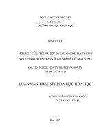 NGHIÊN cứu TỔNG hợp NANO OXIDE đất HIẾM NEODYMIUM (nd2o3) và KHẢO sát ỨNG DỤNG 