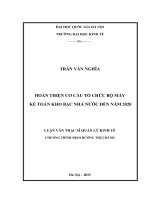 Hoàn thiện cơ cấu tổ chức bộ máy kế toán kho bạc nhà nước đến năm 2020
