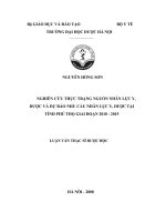 Nghiên cứu thực trạng nguồn nhân lực y dược và dự báo nhu cầu nhân lực y học tại tỉnh phú thọ giai đoạn 2010   2015