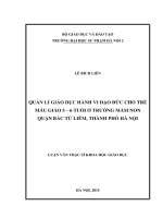 Quản lý giáo dục hành vi đạo đức cho trẻ mẫu giáo 5  6 tuổi ở trường mầm non quận bắc từ liêm, thành phố hà nội