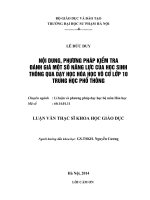 NỘI DUNG, PHƯƠNG PHÁP KIỂM TRA  ĐÁNH GIÁ MỘT SỐ NĂNG LỰC CỦA HỌC SINH  THÔNG QUA DẠY HỌC HÓA HỌC VÔ CƠ LỚP 10  TRUNG HỌC PHỔ THÔNG