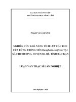 Nghiên cứu khả năng tích lũy các bon của rừng trồng Mỡ (Manglietia conifera) tại xã Chu Hương, huyện Ba Bể, tỉnh Bắc Kạn