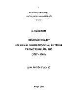 Luận án tiến sĩ chuyên ngành Lịch sử thế giới cận đại và hiện đại