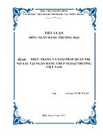 Thực trạng và giải pháp quản trị nợ xấu tại ngân hàng TMCP ngoại thương việt nam