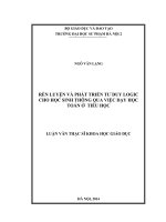 Rèn luyện và phát triển tư duy logic cho học sinh thông qua việc dạy học toán ở tiểu học 