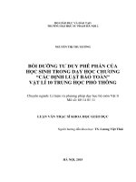 Bồi dưỡng tư duy phê phán của học sinh trong dạy học chương các định luật bảo toàn vật li 10 trung học phổ thông