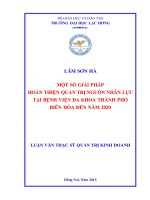 Một số giải pháp hoàn thiện quản trị nguồn nhân lực tại bệnh viện đa khoa thành phố biên hòa đến năm 2020 