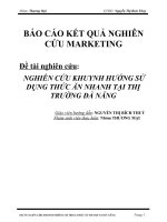 Nghiên cứu khuynh hướng sử dụng thức ăn nhanh tại thị trường đà nẵng