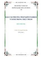 Báo cáo phương pháp kiểm nghiệm vi sinh trong thực phẩm mẫu nước mía