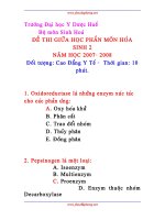 ĐỀ THI GIỮA học PHẦN môn hóa SINH 2 năm học 2007 2008 có đáp án 