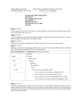 Đề Thi Và Đáp Án Động Vật Học 2016