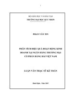 luận văn thạc sĩ kế toán PHÂN TÍCH HIỆU QUẢ HOẠT ĐỘNG KINH DOANH tại NGÂN HÀNG THƯƠNG mại cổ PHẦN HÀNG hải VIỆT NAM