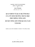 QUAN ĐIỂM VỀ QUAN HỆ TÌNH DỤC CỦA NỮ SINH TRƯỜNG TRUNG HỌC PHỔ THÔNG NÔNG SƠN  HUYỆN NÔNG SƠN TỈNH QUẢNG NAM NĂM 2011