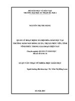 Quản lý hoạt động xã hội hóa giáo dục tại trường mầm non đồng xuân, thị xã phúc yên, tỉnh vĩnh phúc trong giai đoạn hiện nay 