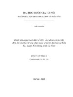 Đánh giá của người dân về việc ứng dụng công nghệ đệm lót sinh học trong chăn nuôi lợn trên địa bàn xã văn xá, huyện kim bảng, tỉnh hà nam 