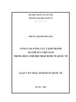 Nâng cao năng lực cạnh tranh ngành sữa việt nam trong bối cảnh hội nhập kinh tế quốc tế