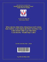 Ứng dụng phương pháp dạy kỹ năng nói tiếng anh theo hướng tương tác cho sinh viên tại trường cao đẳng nghề bạc liêu