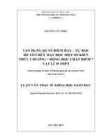 Vận dụng quan điểm dạy   tự học để tổ chức dạy học một số kiến thức chương động học chất điểm vật lí THPT