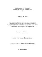 PHẠM TRÙ LỄ TRONG NHO GIÁO SƠ KỲ VÀ  Ý NGHĨA CỦA NÓ VỚI VIỆC GIÁO DỤC ĐẠO ĐỨC  CHO SINH VIÊN VIỆT NAM HIỆN NAY